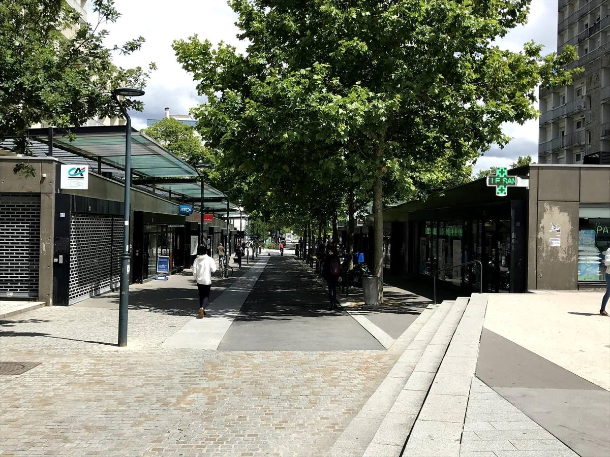 Quartier Villejean — rue arborée et commerces